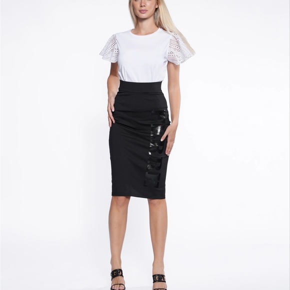 Gianfranco Ferre Logo Print Pencil Skirt - Picture 4 of 7